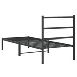 vidaXL Cadre de lit métal sans matelas avec tête de lit noir 75x190 cm