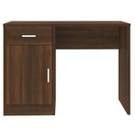 Bureau table poste de travail meuble d'ordinateur informatique étude avec tiroir et armoire chêne 100 x 40 x 73 cm brun 02_0023452