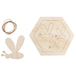 Abeill.bois+nid d'ab. à susp. FSC MixCred  nature  4 5 - 20 cm  6 pces