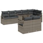 Ensemble de Canapé de Jardin 9 Pièces avec Coussins Gris Rattan