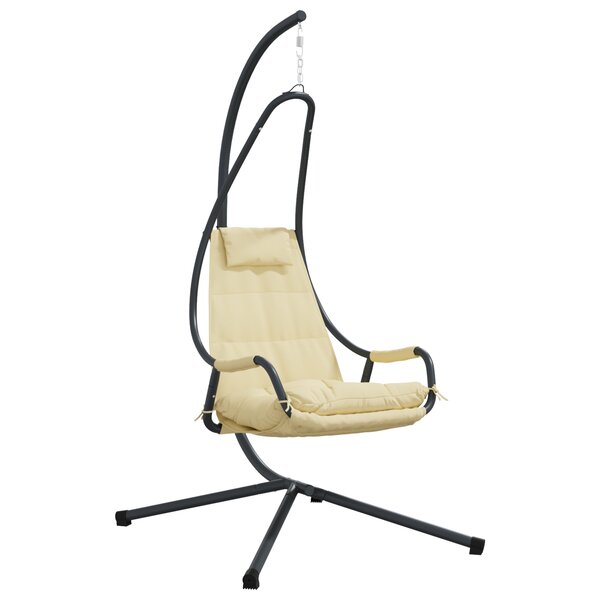 vidaXL Chaise Suspendue avec Support et Coussin Beige Acier