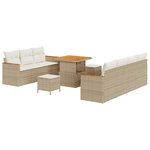 vidaXL Ensemble de canapés de jardin de 10 pièces avec coussins Beige Poly Rotin Acacia