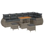 Canapé de jardin vidaXL 9 pièces avec coussins gris poly rattan acacia