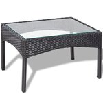 vidaXL Salon de jardin 4 Pièces avec coussins Résine tressée Noir