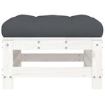 vidaXL Repose-pieds de jardin coussins lot de 2 blanc bois pin massif