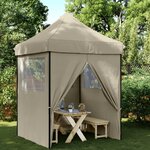 vidaXL Tente de réception pliable escamotable 4 parois latérales taupe