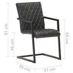 vidaXL Chaises à manger cantilever lot de 4 noir cuir véritable