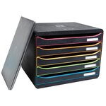 Module De Classement Big Box Plus Horizon 5 Tiroirs Black Office - Noir/arlequin - Exacompta