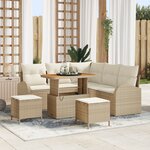Ensemble de canapés de jardin 8 pièces avec coussins beige rotin poly acacia