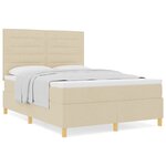 vidaXL Lit à ressort avec matelas crème 140x200 cm tissu