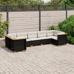 vidaXL Salon de jardin 7 Pièces avec coussins noir résine tressée