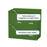 Bloc collectif leabox.com  2x2  grade 3  simple face  Extérieur  fixation murale  Vert mai RAL 6017 finition brillante