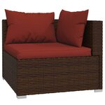 Salon de jardin meuble d'extérieur ensemble de mobilier 5 pièces avec coussins résine tressée marron 02_0016456