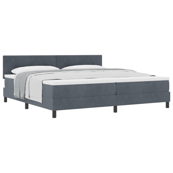 Lit à ressorts vidaXL avec matelas Gris foncé 200x200 cm Velours