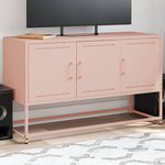 vidaXL Meuble TV rose 100 5x39x60 5 cm acier