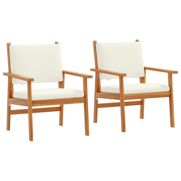 Chaises de jardin vidaXL 2 Pièces avec coussins en bois d'acacia solide