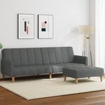 vidaXL Canapé-lit à 2 places avec repose-pied gris foncé tissu