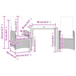vidaXL Ensemble de bistro de jardin 3 Pièces coussins marron poly rotin