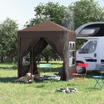 Tonnelle de jardin tente pliante barnum pop-up 2 x 2 m 4 parois latérales amovibles 2 fenêtres sac de transport pour camping  festival  plage  jardin chocolat