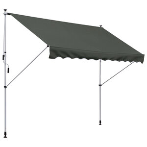 Store banne manuel rétractable 3L x 1 5l m inclinaison et hauteur réglable installation rapide métal alu polyester anti-UV gris