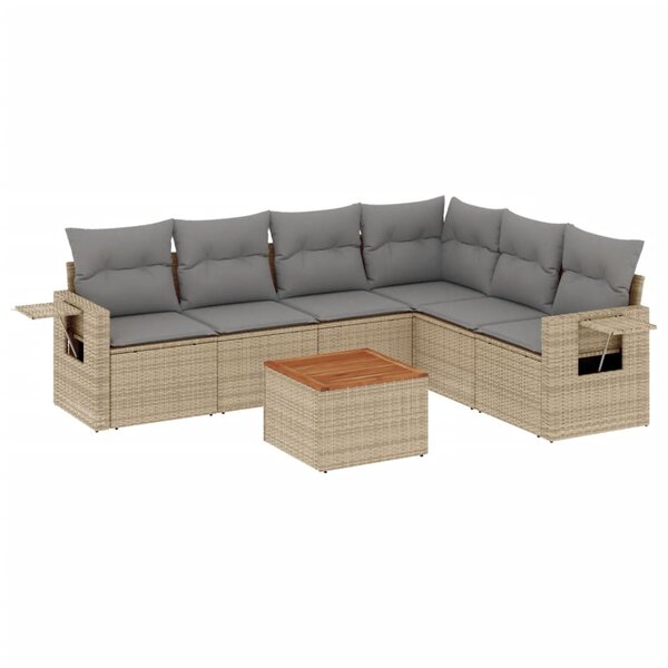 vidaXL Salon de jardin avec coussins 7 Pièces beige résine tressée