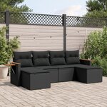 vidaXL Salon de jardin 6 Pièces avec coussins noir résine tressée