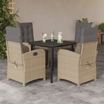 vidaXL Ensemble à manger de jardin coussins 5 Pièces mélange beige rotin