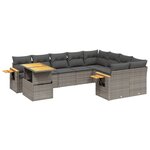vidaXL Salon de jardin avec coussins 10 Pièces gris résine tressée