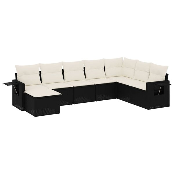vidaXL Salon de jardin 8 Pièces avec coussins noir résine tressée