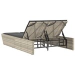 vidaXL Chaise longue double avec coussins gris clair résine tressée