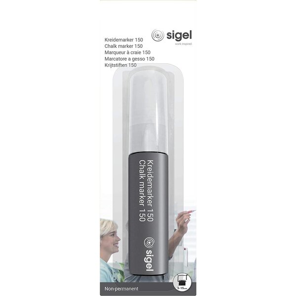 Marqueur craie 150 effaçable pointe biseautée 5 - 15 mm blanc sigel