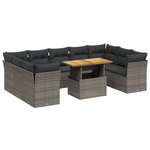 vidaXL Salon de jardin avec coussins 10 Pièces gris résine tressée