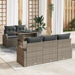 Ensemble de Canapé de Jardin 6 Pièces avec Coussins Gris Rattan Poly