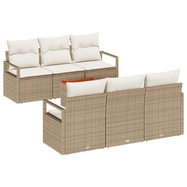 Ensemble de Canapé de Jardin vidaXL 7 pièces avec Coussins Beige en Rattan Acacia