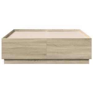 vidaXL Cadre de lit avec LED sans matelas chêne sonoma 140x190 cm