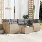 vidaXL Salon de jardin avec coussins 7 Pièces beige résine tressée