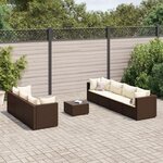 vidaXL Salon de jardin avec coussins 8 Pièces marron résine tressée