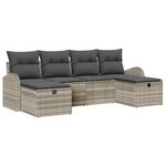 Ensemble de Canapé de Jardin vidaXL 6 Pièces avec Coussins Gris Clair Rotin Poly