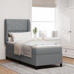 Lit à ressorts avec matelas vidaXL en gris clair  80x200 cm  tissu