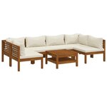 vidaXL Salon de jardin 7 Pièces avec coussin crème Bois d'acacia solide