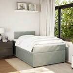 vidaXL Sommier à lattes de lit et matelas Gris clair 120x200cm Velours