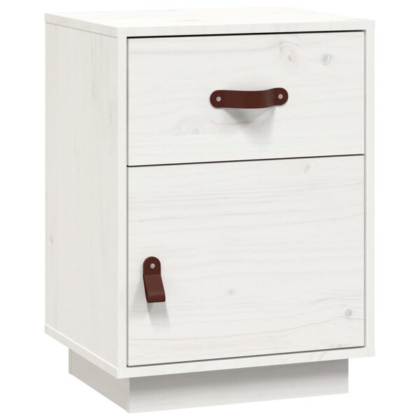 vidaXL Table de chevet Blanc 40x34x55 cm Bois de pin solide