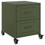 vidaXL Table de chevet vert olive 36x39x43 5 cm acier