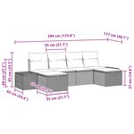 vidaXL Ensemble de canapé de jardin 6 pièces avec coussins gris en rotin poly