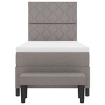 vidaXL Lit à sommier tapissier avec matelas et banc taupe 90x190 cm en tissu