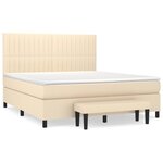 vidaXL Sommier à lattes de lit avec matelas Crème 160x200 cm Tissu