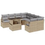 Ensemble de Canapé de Jardin vidaXL 9 Pièces avec Coussins en Rattan Poly Beige
