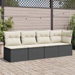 vidaXL Canapé de jardin avec coussins 4 places noir résine tressée