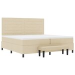 vidaXL Lit Box Spring avec Matelas & Banc Crème 200x200 cm Tissu