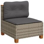 vidaXL Canapé de jardin sans accoudoirs coussins gris résine tressée